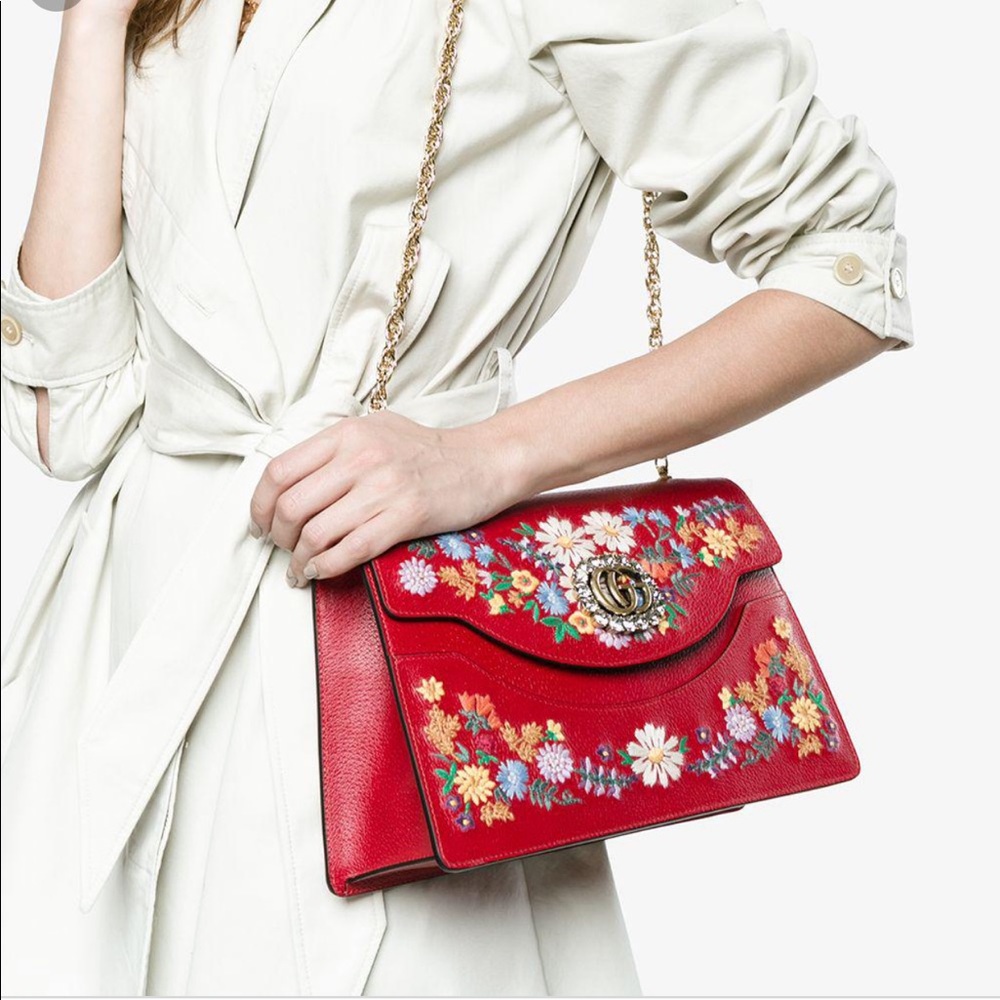 Gucci Large Linea Ricami Floral Shoulder Bag - Picture 2 of 16